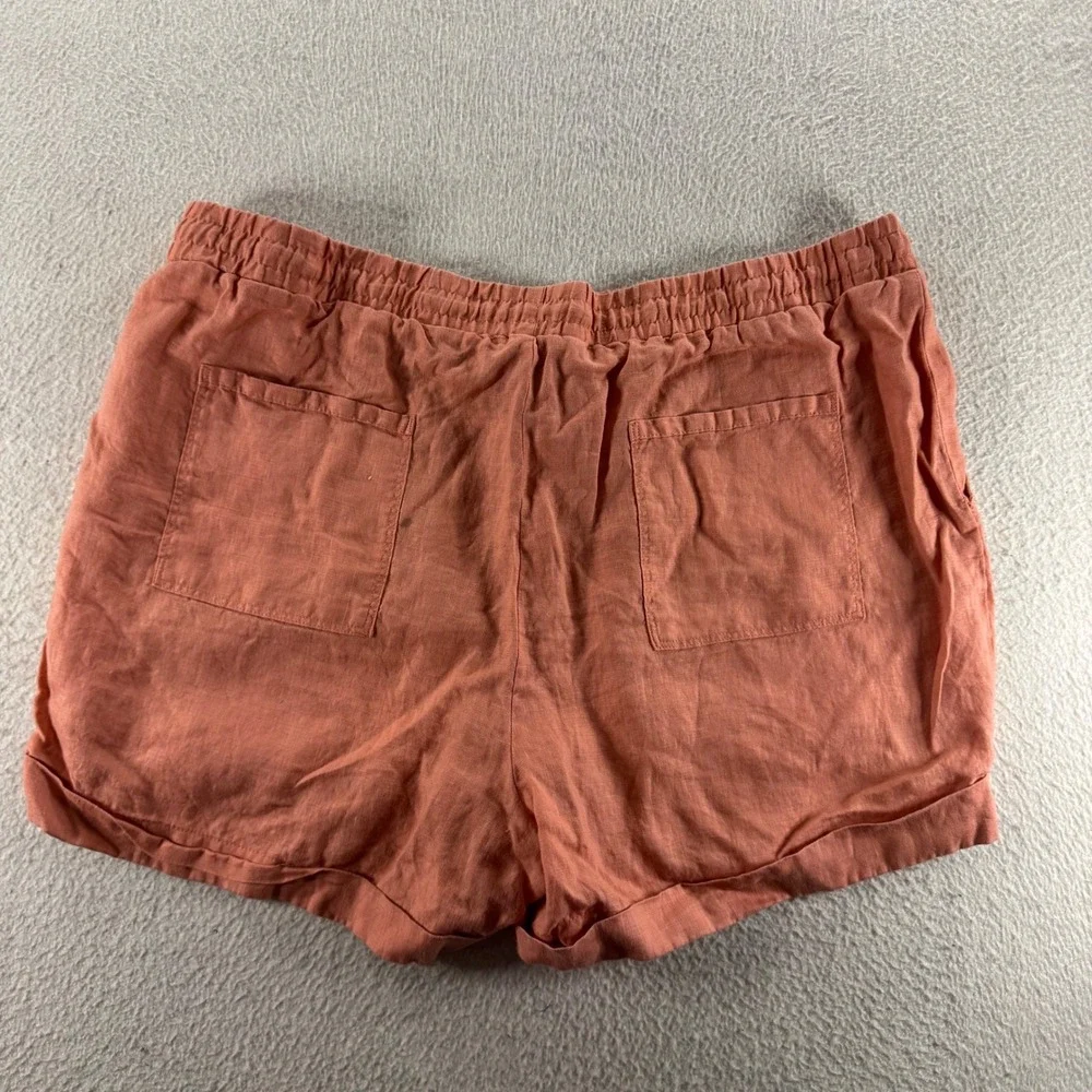 Ellen Tracy Linen Blend Drawstring Waist Shorts‎ Peach Coral Women's XL - Picture 2 of 7
